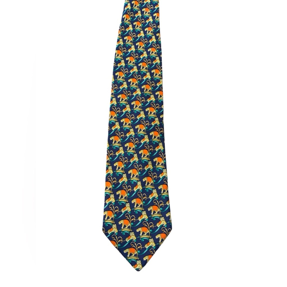 Teo Grimaldi vintage silk tie. Stunning tiger pattern. Excellent condition.